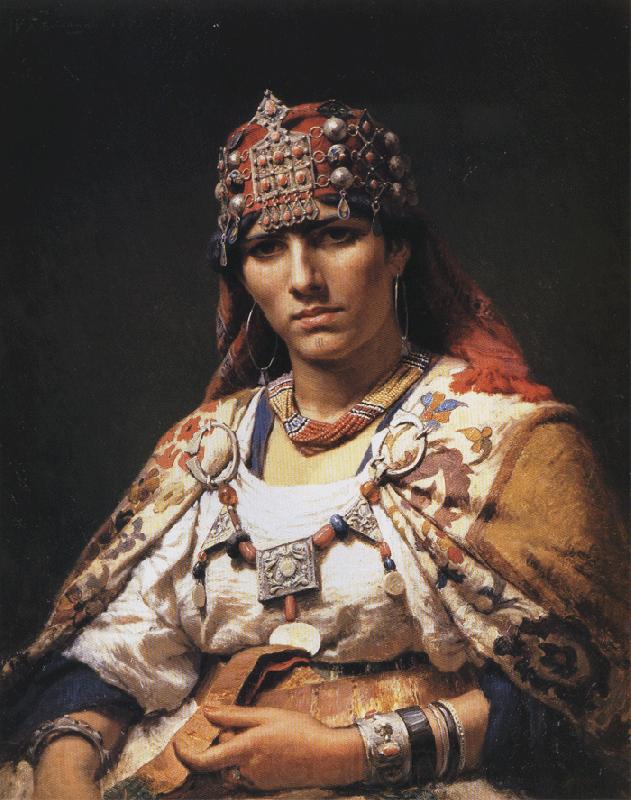 Frederick Arthur Bridgman Portrait of a Kabylie Woman, Algeria Spain oil painting art